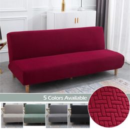 3 Different Sizes Jacquard Fabric Armless Sofa Bed Cover Sofa Year Decor Slipcovers Stretch Protector Elastic Bench Cover 240116