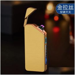 Smart Electric Heaters Lighter Recharge Usb Plasma Cigarette Windproof Cool Laser Induced Double Arc Mens Gift Lighters Drop Delivery Ot91F