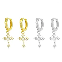 Dangle Earrings Full D Colour Moissanite Cross Huggie For Women Men Hip Hop 925 Sterling Silver Lab Mosan Drop Plated 18k Gold