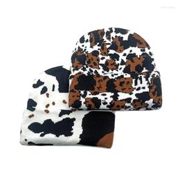 Berets Autumn Winter Cotton Striped Print Thicken Knitted Hat Warm Skullies Cap Beanie For Men And Women 193