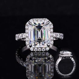 14 Kt Diamond Jewelry 14Kt White Gold 8X10mm Emerald Cut Moissanite Mexico Rings