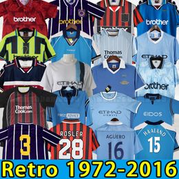 Retro Man City Soccer Jerseys Haaland EIDOS 2015 16 Gallagher WEAH Tevez Kun Aguero Dzeko Vintage Man Shirts Classic Kit 72 81 82 98 99 00 11 12 1998 01 02 03 2011 2012