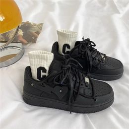 SHANPA Pure Black Women Sneakers Summer Love Heart Breathable Platform Lightweight Casual Shoes Student Sports Comfortable 240115
