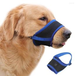 Dog Collars Mouth Cover Breathable Anti Barking Muzzle Stop Biting Mesh Straps Soft Fabric Mask For Outdoors