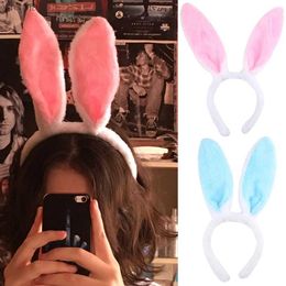 Headbands 1PCS Velvet Bunny Ears Headbands Women Girls Cute Rabbit Hair Hoop Party Cosplay Hairband Headwear Fashion Hair Accessories YQ240116