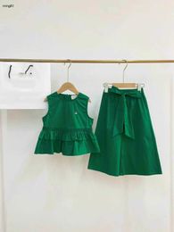 Brand baby tracksuits designer kids Two piece set Size 110-160 Solid Colour sleeveless kids T-shirt and Wide leg pants Jan10