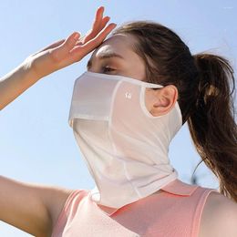 Bandanas Silk UV Sun Protection Mask Breathable Sports Scarf Soft Adjustable Anti Ultraviolet Thin For Summer Outdoor Activities