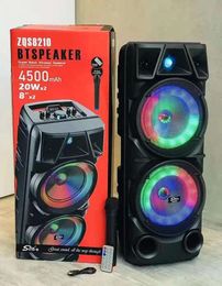 Speakers ZQS8210 Dual 8inch Horn Superheavy Bass Portable Party Karaoke Sound 80W Peak Highpower Outdoor Wireless Bluetooth Speakers