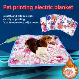 220V Electric Heating Pad Blanket 40x40/60cm Pet Mat Bed Cat Dog Winter Warmer Pad Home Office Chair Heated Mat Random Patterns 240115