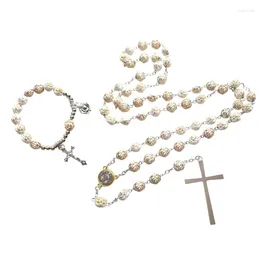 Pendant Necklaces 652F Elegant Beaded Rosary Necklace Bracelet Necklace/Bracelet Suitable For Religious Occasion