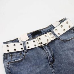Belts Design Harajuku Wide Waistband Canvas Web Double Grommet Hole Buckle Belt Female Male Waist Strap For Women Men Jeans