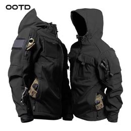 Shark Skin Tactical Men Jackets Windproof Hooded thicked Jacket Autumn Outdoor Functional Uniforms MultiPockets Men's Clothing 240115