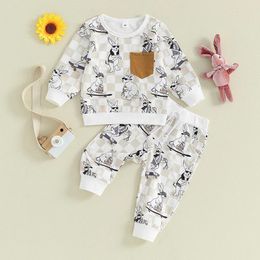 Clothing Sets Easter Kids Boy Girls Toddler Infant Long Sleeve Checkerboard Print Sweatshirts Drawstring Pants