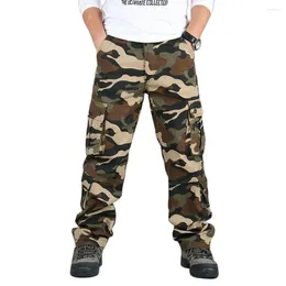 Men's Pants Men Camouflage Cargo Straight Cotton Outdoor Wide Leg Trousers Plus Size Male Hiking Working Clothes 2024 Spring