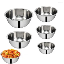 Bowls 5pcs Serving Bowl Stainless Steel Nesting Set Salad With Scale Metal Cooking Baking For Stirring Marinating