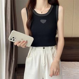 Womens vest summer tops Crew Neck sleeveless luxury brand clothes triangle letter printed clothes black white Gym Sleeveless Fitness Yoga Fashion Vests