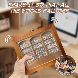 AntiAnxiety Bookshelf Ornament Wooden Display Cabinet Stress Reliever Bookcase Desktop Decor for Book Lovers Gifts 240116