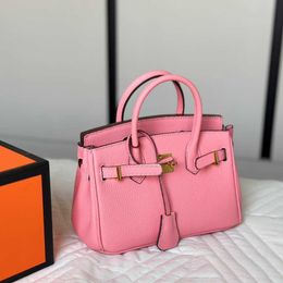 BK20cm Handbag Large Handbag Luxury Women's Shoulder Bag Shopping Bag Cowhide Plated Gold Lock Fashion Letter Handbag Horse 240115