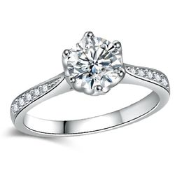 Wedding Rings Fine Us Certificate 18K White Gold 1 Ct Engagement Rings For Women Hearts And Arrows Wedding Diamond 25 U2 Drop Deliver Dhipc