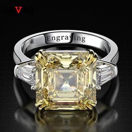 OEVAS 100% 925 Sterling Silver Created Citrine Diamonds Gemstone Wedding Engagement Ring Fine Jewellery Gift Wholesale 240115