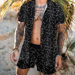 Men's Tracksuits Hawaiian Printed Set Casual Streetwear Button Short Sleeve Shirt&Beach Shorts Men Clothing 2024 Summer Two-piece S-3XL