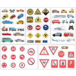 Gift Wrap 1 Set Vehicle Stickers Road Signs Decals Transportation Home Classroom Office Decorations