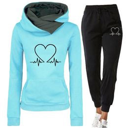 Women Tracksuit Two Piece Set Winter Warm Hoodies Pants Pullovers Sweatshirts Female Jogging Sports Outfits Suits Slim Fit 240115
