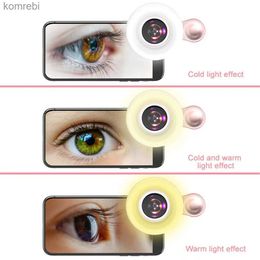 Selfie Lights 15X Macro Lens Mobile Phone HD Camera Lens with LED Ring Flash Light Smartphone Selfie Live Lamp Fill LightL240118