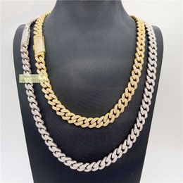 10Mm Hip Hop Jewellery Real Gold Plating Trendy Solid Sier Necklace Moissanite Chain Iced Out Cuban Link