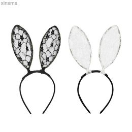 Headbands Girl Gift Rabbit Ear Hair Hoop Girls Lace European American Bunny Ears Band Child Accessories for Christmas YQ240116