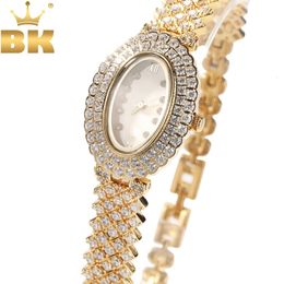 THE BLING KING Luxury Women's Watch Iced Out Cubic Zirconia Classic Quartz Clock Waterproof Elegant Female Wrist Watch 240115