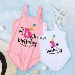 One-Pieces It's My 3rd Birthday Girls Swimsuit Birthday Princess One Piece Swimwear ldren's Bikini Kids Pool Party Outfit Swim Clothes H240508