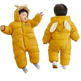 Baby Down Jumpsuit Clothes Winter Outdoor Cotton Romper Boys Girl Snowsuit Infant Set Onesie For born 1-3Y 240116