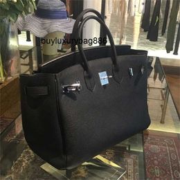 Genuine Leather Handbag Ber Kin Luxury New Designer Bag 2024 Leather Womens 30 35 Togo Large