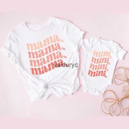 Family Matching Outfits Mama Mimi Printed Family Matng Clothes Mother Daughter Summer Short Sleeve Outfits Shirt Mom T-shirt Tops Baby Bodysuit H240508