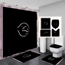 Luxury Carpet Bathroom Foot Pad Bath Mat and Shower Curtain Set Toilet Toilet Seat Covers Home Decor