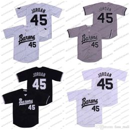 Mens 45 Michael MJ Jersey Black White Grey Stitched Movie Baseball Jerseys Cheap Mix Order