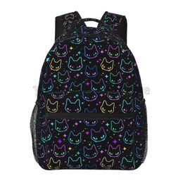 Bags Colourful Cat Heads with Bright Star Backpack for Girls Boys Student School Bag Bookbag Lightweight Travel Laptop Hiking Daypack