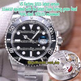 VSF 2021 Latest version Clean factory Ceramic Bezel Black Dial 3135 VS3135 Automatic 904L Steel Case SS Bracelet 116610 Mens Watch2607