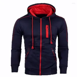 Men's Hoodies 2024 Spring Fashion Solid Colour Long Sleeve Zipper Design Hooded Coat Hat Collar Male Sweatshirt Cloth