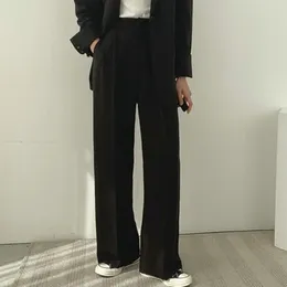 Women's Two Piece Pants Elegant Party Women Stylish Office Suit Lapel High Waist Straight Wide Leg Design For Casual Work Wear