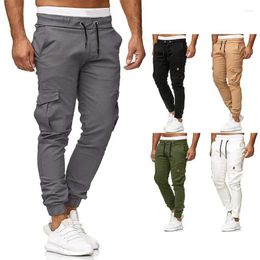 Men's Pants 2024 European Patchwork Leather Lace Up Waistband Leggings Casual Solid Color