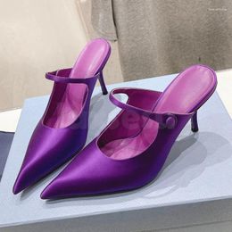 Slippers Women Leisure Summer 2024 Button Closure Design High Heel Shoes Sexy Mature Temperament