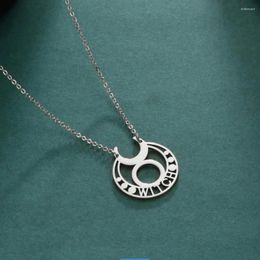 Pendant Necklaces 1PC Wicca Round Necklace Witch Pentacle Triple Moon Goddess Amulet Pagan Stainless Steel Jewellery F1391