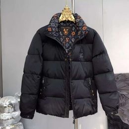 Couple's High-end Cotton Jacket, Instagram Stand Collar, Winter New Trendy Brand, Light Luxury Print, Western-style Cold Jacket for Men