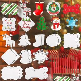 Christmas Sublimation Wooden Blank Pendants Ornament Double-Sided Mdf Decorations Pendant Bk Tree Commemorative Discs Supplies For Dhn0T
