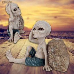 Garden Decorations Funny Touching Head Alien Statue Creative Outer Space Surfer Dude for Outdoor Garden Resin Ornament Figurine Home Decor Craft YQ240116