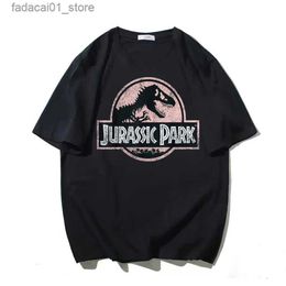 Men's T-Shirts Summer Fashion Men's Owersize T-Shirt Jurassic Park Large Dinosaur High Quality Printed T-Shirt Unisex Cotton Hip Hop T-ShirtQ240116