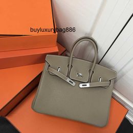 Genuine Leather Handbag Ber Kin Handmade Mirror Quality Designers Full Customizable Women's Classic Flip Bag Metal Gold Silver Buckle Opening Laser