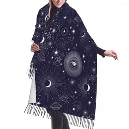 Men's Tank Tops Autumn Winter Warm Scarves Stars Sun Moon Constellation Planet Eyes Fashion Shawl Tassel Wrap Neck Headband Hijabs Stole
